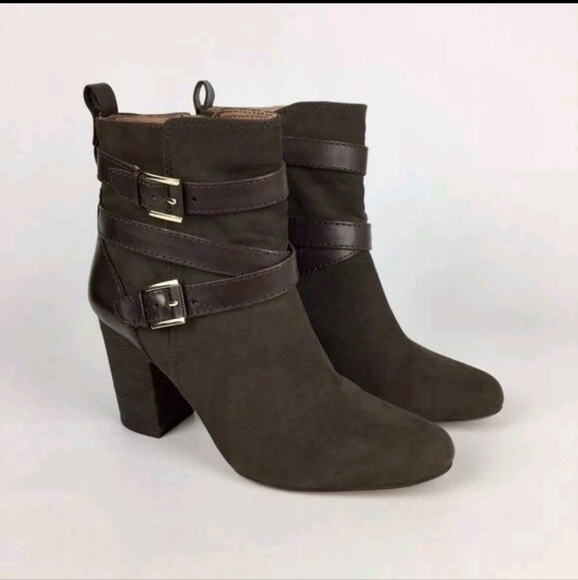 Louise et Cie Womens Brown Leather Suede Chunky Heel Buckled Ankle Boots. 8.5 - Picture 3 of 9